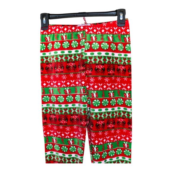 100% Poof Christmas Leggings Red Stretch Cotton Fair Isle Print Womens Small NWT - Picture 6 of 12